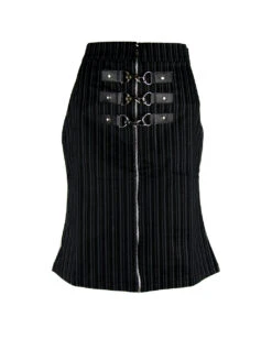 Nadelstreifen Rock Knielang Mit Scharnier