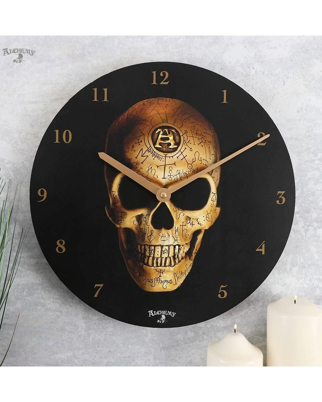 Alchemy Omega Totenschädel Uhr 34cm 4 Alchemy Omega Totenschädel Uhr 34cm – Bild 2