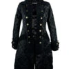 Schwarzer Brokat Piratenmantel Für Damen -Halloween Kostüme Rabatte damen piratenmantel brokat schwarz piratengewandung gothicjacke pirate coat female 31423 1