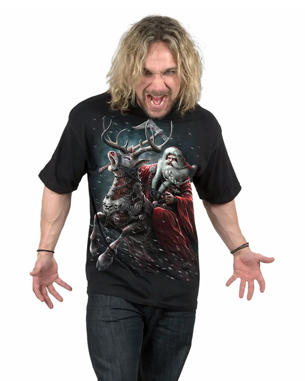 Schwarzes Sleigher T-Shirt 5 Schwarzes Sleigher T-Shirt – Bild 3