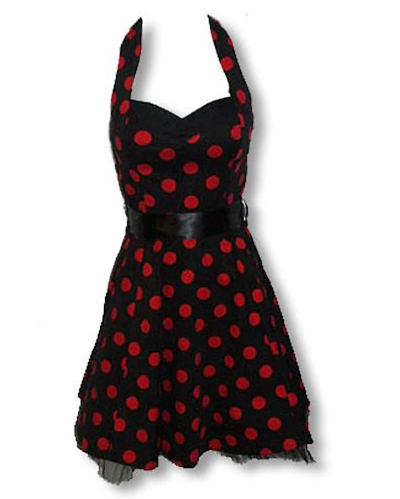Schwarz Rotes Polka Dot Kleid