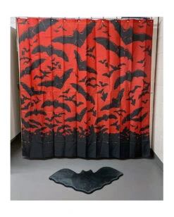 Mystic Duschvorhang Mit Fledermaus Motiv -Halloween Kostüme Rabatte gothic duschvorhang mit fledermaeusen mystic bats shower curtain gothic wohnaccessoire gothic deko 50720 03