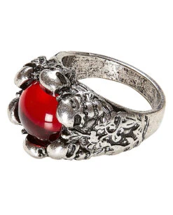 Gothic Ring Mit Stein Und Totenköpfen