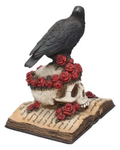 Rabe Auf Rosen Mit Totenschädel Figur 17cm -Halloween Kostüme Rabatte heartaches reflection rabe auf totenkopf mit rosen heartaches reflection black raven on skull with roses figurine 54573 06