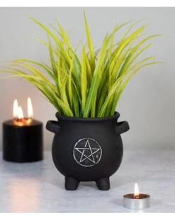 Pentagramm Hexenkessel Pflanzenbehälter -Halloween Kostüme Rabatte hexenkessel mit pentagramm pflanzenschale pentagram cauldron plant pot halloween deko gothic homeware 51664 04