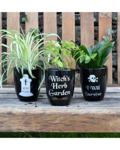 "I Will Survive" Gothic Pflanzentopf 14cm -Halloween Kostüme Rabatte i will survive gothic blumentopf i will survive gothic plant pot gothic deco 53098 03