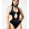 Barbarella Halter Bodysuit KILLSTAR -Halloween Kostüme Rabatte killstar barbarella halter bodysuit killstar gothic body leo print bodysuit gothic fashion 53343