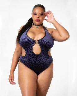 Barbarella Neckholder Body KILLSTAR -Halloween Kostüme Rabatte killstar barbarella halter bodysuit plum killstar gothic body leo print bodysuit gothic fashion 53475 4