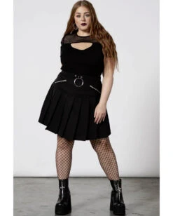 No Lip Falten Rock KILLSTAR -Halloween Kostüme Rabatte killstar no lip falten rock killstar no lip pleated skirt gohtic kleider und roecke gotik mode 52291 3