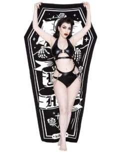 One Wish Sarg Badetuch KILLSTAR -Halloween Kostüme Rabatte killstar one wish sarg badetuch killstar one wish coffin towel sarg strandtuch gothic badetuch 51400 02