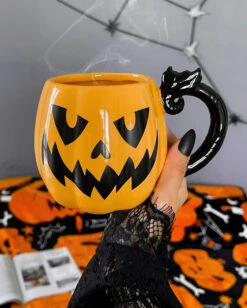 Pumpkin Keramik Tasse KILLSTAR -Halloween Kostüme Rabatte killstar pumpkin keramik tasse killstar kaffeebecher gothic kaffeetasse halloween tasse kuerbis tasse halloween tableware halloween kitchenware 54032