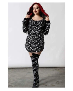 Purr Off Overknee Strümpfe KILLSTAR -Halloween Kostüme Rabatte killstar purr off overknee struempfe killstar purr off overknee socks gothic mode gothic fashion 52114 03