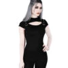 Xara Keyhole Top KILLSTAR -Halloween Kostüme Rabatte killstar xara keyhole top gothic shirt damen gothic top frauen gothic fashion gothic mode killstar oberteil 54316
