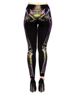 Leggings Mit Skelett Print -Halloween Kostüme Rabatte neon skelett leggings punk leggings mit skelett aufdruck gothic fashion 660576 3