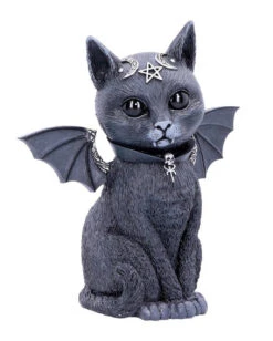 Mystische Katzenfigur Mit Fledermaus Flügel 24cm
