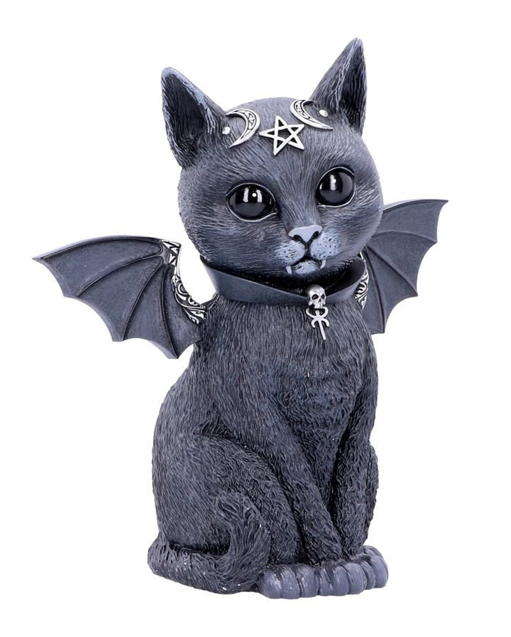 Mystische Katzenfigur Mit Fledermaus Flügel 24cm 3 Mystische Katzenfigur Mit Fledermaus Flügel 24cm