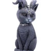 Mystische Katzenfigur Mit Ziegenhörner 26,5cm -Halloween Kostüme Rabatte okkulte katzenfigur mit ziegenhoerner occult cat figure with goat horns gothic deko halloween deko 50743 01