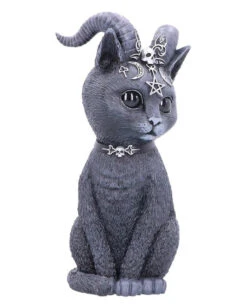 Mystische Katzenfigur Mit Ziegenhörner 26,5cm -Halloween Kostüme Rabatte okkulte katzenfigur mit ziegenhoerner occult cat figure with goat horns gothic deko halloween deko 50743 04
