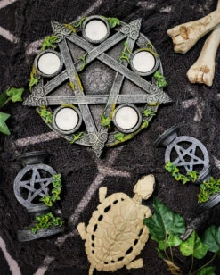 Gothic Pentagramm Teelichthalter -Halloween Kostüme Rabatte okkulter pentagram teelichthalter wiccan pentagram tea light holder gothic deko 39267 03