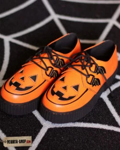 Orangefarbene Trick Or Treat Jack O'lantern Creepers Schuhe -Halloween Kostüme Rabatte orangeblackcreepers