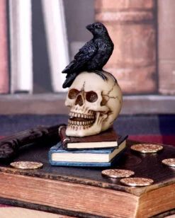 Rabe Auf Totenkopf Gothic Figur 10cm -Halloween Kostüme Rabatte ravens spell gothic dekofigur 10cm ravens spell figurine rabe auf totenkopf gothic figur 53129 7