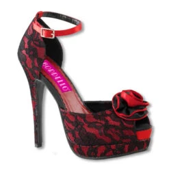 Red Satin Bordello High Heels