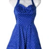 Polka Dot Petticoat Blau -Halloween Kostüme Rabatte rockabilly kleid mit punkten polkadot kleid fifties kleider go1944