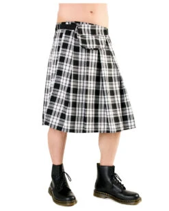 Tartan Kilt Kurz Black Pistol Schwarz/weiß