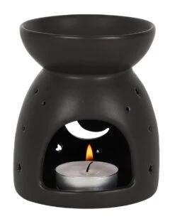 Schwarzer Duftöl Teelichthalter Mit Mond & Sterne 6 Schwarzer Duftöl Teelichthalter Mit Mond & Sterne -Halloween Kostüme Rabatte schwarze duftlampe mit mond und sterne black mystical moon cut out oil burner 50997 02