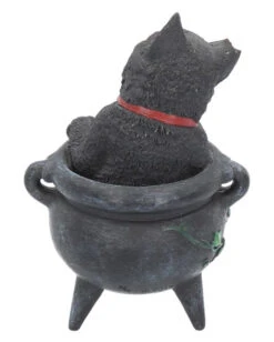 Schwarzes Kätzchen In Hexenkessel 12cm -Halloween Kostüme Rabatte schwarze katze in hexenkessel smudge black cat cauldron figure gothic geschenkartikel 53934 3