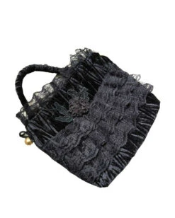 Samtbeutel Mit Spitze Schwarz 7 Samtbeutel Mit Spitze Schwarz -Halloween Kostüme Rabatte schwarze samttasche mit spitze gothic handtasche gothic accessoire 660159 03