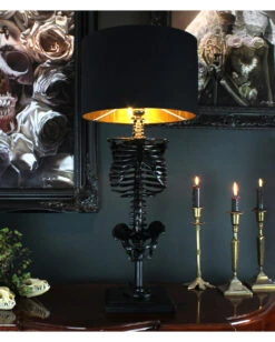 Schwarze Skelett-Torso Tischlampe Mit Lampenschirm -Halloween Kostüme Rabatte schwarze skeleton torso lampe mit lampenschirm black skeleton table lamp with shade gothic homeware 53164 02
