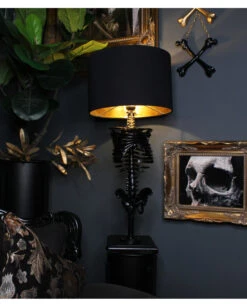 Schwarze Skelett-Torso Tischlampe Mit Lampenschirm -Halloween Kostüme Rabatte schwarze skeleton torso lampe mit lampenschirm black skeleton table lamp with shade gothic homeware 53164 03