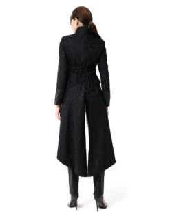 Schwarzer Langer Gothic Damenmantel Mit Spitze -Halloween Kostüme Rabatte schwarzer gothic damen langmantel black gothic long coat for woman gothic kleidung 54558 03