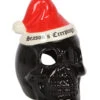 Schwarzer Totenschädel Mit Weihnachtsmütze Teelichthalter -Halloween Kostüme Rabatte schwarzer totenkopf mit nikolausmuetze black skull with santa hat gothic deko weihnachtsdeko 54280 01
