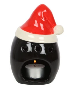Schwarzer Totenschädel Mit Weihnachtsmütze Teelichthalter -Halloween Kostüme Rabatte schwarzer totenkopf mit nikolausmuetze black skull with santa hat gothic deko weihnachtsdeko 54280 03