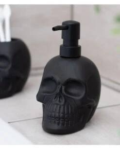 Schwarzer Totenschädel Seifenspender Aus Keramik -Halloween Kostüme Rabatte schwarzer totenkopf seifenspender black skull soap dispencer gothic wohnaccessoire 54281 05