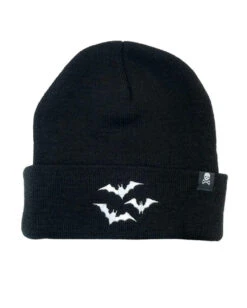 Schwarze Beanie Mütze Mit Fledermäusen