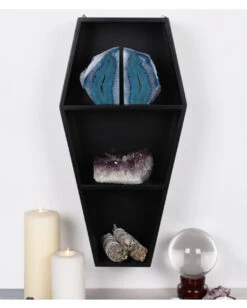 Schwarzes Sarg Regal Mit 2 Böden 50cm -Halloween Kostüme Rabatte schwarzes gothic sarg regal black gothic coffin shelf gothic wohnaccessoire gothic deko 50680 03