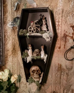 Schwarzes Sarg Regal Mit 2 Böden 50cm -Halloween Kostüme Rabatte schwarzes gothic sarg regal black gothic coffin shelf gothic wohnaccessoire gothic deko 50680 05