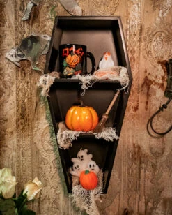Schwarzes Sarg Regal Mit 2 Böden 50cm -Halloween Kostüme Rabatte schwarzes gothic sarg regal black gothic coffin shelf gothic wohnaccessoire gothic deko 50680 06