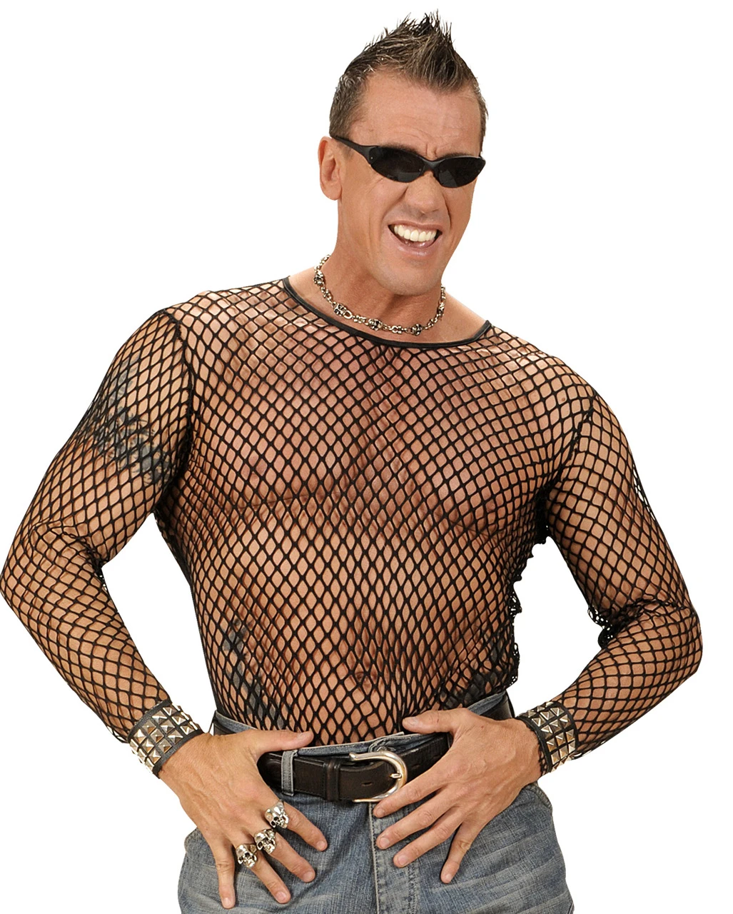 Schwarzes Unisex Netzhemd ML 3 Schwarzes Unisex Netzhemd ML