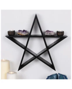 Gothic Pentagramm Regal 40cm -Halloween Kostüme Rabatte schwarzes pentagramm gothic wandregal 40cm gothic regal halloween und gothic wohnaccessoires 51174