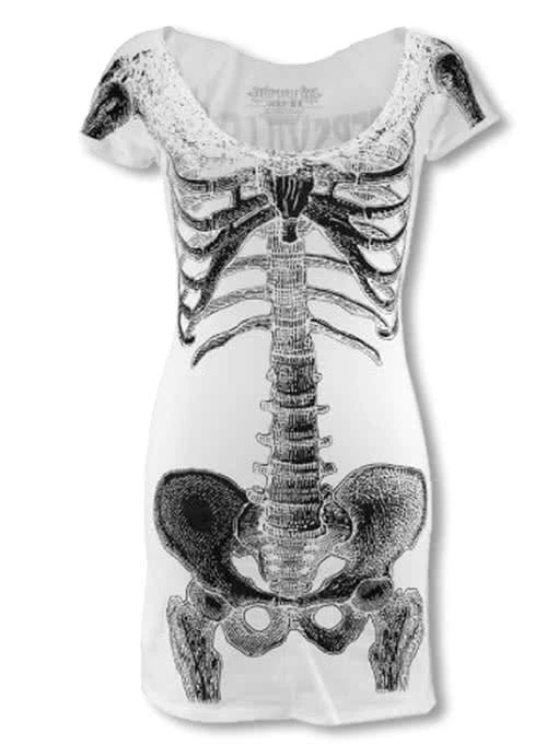 Skelett Shirtkleid Weiß 4 Skelett Shirtkleid Weiß – Bild 2