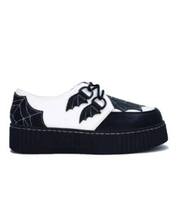Schwarz-Weiße Spiderweb Creepers Schuhe 12 Schwarz-Weiße Spiderweb Creepers Schuhe -Halloween Kostüme Rabatte spiderweb black and white schuhe halloween schuhe gothic schuhe halloween accessoire gothic accessoire gothic styled 52813