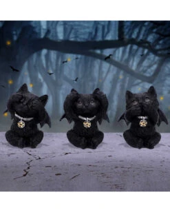 Drei Weise Vampir Kätzchen Figuren 3er Set -Halloween Kostüme Rabatte three wise vampuss vampir kaetzchen drei weise vampir kaetzchen halloween tischdeko gothic homeware 54582 07